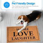 PLUS Haven Coconut Coir Home Entrance Door Mat – 17.5" x 30" | Home Love Laughter Heavy-Duty Doormat for Indoor & Outdoor Use | Durable & Eco-Friendly