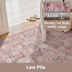 AMOAMI Front Door Mat Indoor Entrance, 2x3 Machine Washable Floral Rugs for Entryway Rug Non Slip Ultra-Thin Soft Boho Small Area Rug Low Pile Throw Rugs for Entrance Kitchen Bathroom, Pink