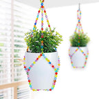 2 Pack Macrame Plant Hanger Small (6" Pot), Glass Beaded Plant Hangers Indoor Outdoor | Colorful Hanging Planters, Hanging Plants Holders | No Pot/Plants Included (2PK, for 6")
