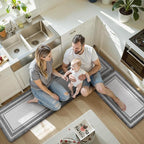 KIMODE Anti Fatigue Kitchen Mats for Floor 2 Piece, Cushioned Farmhouse Kitchen Rugs, Non Slip Kitchen Floor Mats, Comfort Foam Standing Desk Mats for Laundry Office Sink Grey 20"x71"+20"x32"