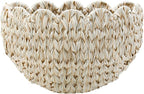 Wicker Wall Basket,Scalloped Hanging Wall Basket for Storage and Organizing,Wicker Decorative Storage Baskets for Flower,Magazine,Nursery,Front Door,Bathroom Boho Decor