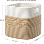 UBBCARE Set of 4 Storage Cubes 11 X 10.5 X 10.5 in, Water Hyacinth Storage Bins for Shelves, Toys, Book, Storage Baskets with Handles, Cotton Rope Woven Baskets for Organizing, Brown