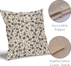 Dark Brown Floral Pillow Covers 16x16 Set of 2 Vintage Rustic Old Style Cute Small Flower Print Decorative Outdoor Pillowcases Farmhouse Throw Cushion Case Decor for Couch Sofa Bed