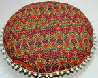 CRAFT KALA 22" Floor Pillows Cover for Sitting, Large Meditation Cushions Cover for Adults, Bohemian Mandala Round Pouf Seating Ottoman Cover for Outdoor Yoga and Living Room New Blue Ombre