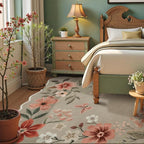 Lahome Floral Washable 6x9 Area Rugs, Soft Bedroom Rug for Living Room Ultra-Thin Non Slip Dining Room Rug, Stain Resistant Boho Rugs Easy Clean Throw Carpet for Office Flore (6'x9',Brown)