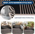 GarveeHome Modern Rainbow Easy Jute Rug 5x7, Washable Area Rugs for Living Room Bedroom Farmhouse Dining Room, Contemporary Neutral Non Slip Non Shedding Floor Carpet for Office RV Patio