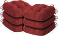 Chair Cushions for Dining Chairs, Dining Chair Cushions, Tufted Indoor Chair Pads with Ties & Non Slip Backing, Seat Cushions for Kitchen Chairs 16.5” x 16.5” x 3.5”, Set of 6, Red