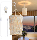 Bioaqua Boho Lamp Shade,Boho Hanging Lamp Handmade Macrame Lamp Shade Plug in Pendant Light,Bohemian Hanging Lights with Plug in Cord Light Fixtures for Boho Bedroom Decor Living Room (Type6)