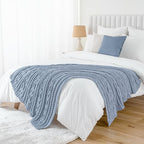 Battilo Bluish Grey Throw Blanket for Couch,51"x67", Super Soft Warm Cozy Chenille Knit Blankets for Bed, Sofa, Chair, Gift, Texture Decorative Boho Blanket for Living Room (Dusty Blue)