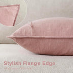 Foindtower Pack of 2, Decorative Linen Soild Throw Pillow Covers Soft Accent Cushion Euro Case Boho Farmhouse Pillowcase for Chair Couch Sofa Bedroom Living Room Home Decor 18 x 18 Inch Rose Pink