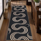 Tangsoo Easy Jute 2x6 Washable Runner Rug for Hallways,Non-Slip Black Outdoor Rug Runner,Modern Farmhouse Thin Carpet Runner for Porch Laundry Bedroom Kitchen Entryway