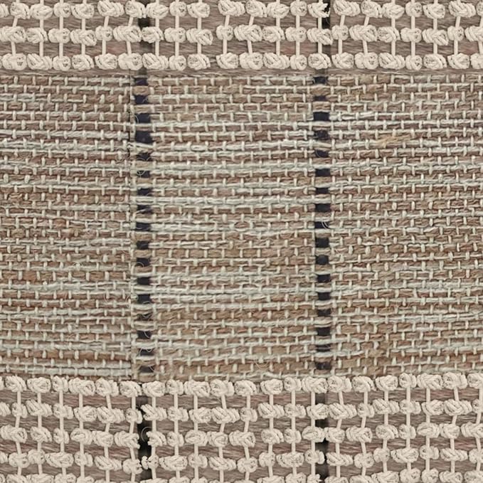 SIMPLIHOME Elmer Square Pouf - 18 inch Wide Handwoven Jute and Cotton Ottoman in Natural and Grey, Contemporary Footstool or Extra Seating for Living Room, Bedroom, or Kids Room, Assembled