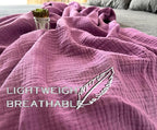 KyraHome 100% Organic Cotton 60"x80" Large Cotton Throw Blanket for Couch, Women, Plant Dyed, Breathable Lightweight Gauze Muslin Blanket for Adult, All Season (Purple Lavender)