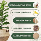 Pot for Artificial Tree Indoor, Vase for Olive Tree Indoor, Fake Plant Pot, Planter for Faux Plant (10" D x 12" H, Woven Plant Basket, Large)