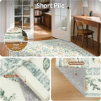 GENIMO 8x10 Washable Area Rug, Non-Slip Vintage Boho Floral Carpet, Soft Low-Pile Thin Living Room Rug for Bedroom, Dining Room, Nursery, Green