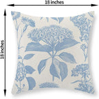 Baby Blue Pillow Covers 18x18 Set of 2 Vintage Boho Floral Hydrangea Herbs Botanical Throw Pillows Outdoor Flower Decoration Pillowcase Linen Farmhouse Cushion Case Decorative for Couch Sofa