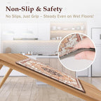 Boho Kitchen Mats for Floor 2 Piece Set Anti Fatigue Cushioned PVC Kitchen Rugs Non Slip Waterproof Farmhouse Mats 2/5 Inch Comfort Standing Mat for Sink, Laundry, Office, 17.3"x59"+17.3"x28", Orange