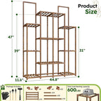 EnHomee 10 Tiers Plant Stand, Indoor Plant Stand with 14-18 Pots, Wood Plants Shelves for Living Room, Patio, Balcony, Yard, Garden, 44.8''W×11.6''D×47''H