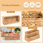 Small Wicker Baskets 2 Pack, Hand Woven Toilet Basket Tank Topper, Toilet Tank Basket for Bathroom Organizing, Water Hyacinth Storage Baskets for Toilet Paper (14.4"Lx6.1"Wx4.4"H)