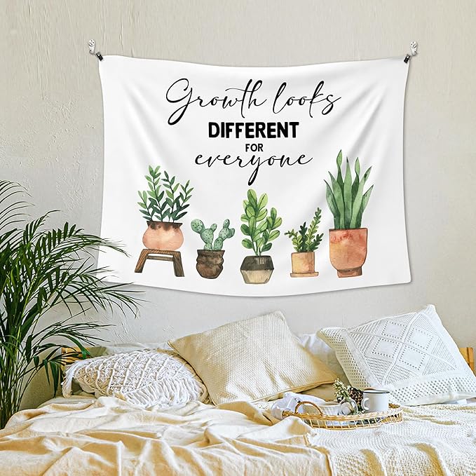XLDLIOO Mental Health Wall Tapestry, Growth Looks Different for Everyone Inspirational Wall Tapestry Hanging for Classroom, Motivational Tapestries Decor Art for Therapy Counselor Office 40x30in