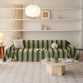 VClife Chenille Sofa Cover Bohemian Striped Pattern Couch Cover for 2 Cushion Sofa - Sage Green Black Textured Sofa Slipcover Washable Furniture Protector for Couch Decorative Couch Cushion Cover