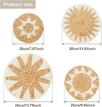 4 Pack Boho Wall Basket Decor Set, Hanging Woven Gourd Grass Rattan Wicker Boho Wall Decor, Round Farmhouse Wall Hanging Baskets Rustic Flat Wall Art for Living Room Bedroom Kitchen (Style 11)