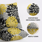 Black Light Yellow Pillow Covers 18X18 Inch Set of 2, Spring Summer Floral Dahlia Flower Cream Decorative Throw Pillow Covers Outdoor Modern Farmhouse Cushion Case for Home Couch Sofa Bed Decor