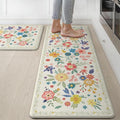 GENIMO Kitchen Mats for Floor 2PCS, Cushioned Kitchen Rugs Non Slip Washable, Farmhouse Anti Fatigue Mat Waterproof, Comfort Standing Mat Rug for Office, Home, Laundry, 17.3"x47"+17.3"x30", SoftWhite