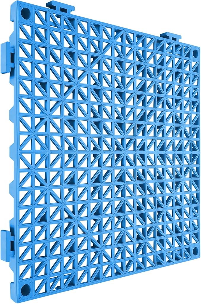 VEVOR Interlocking Tile 50PCS Blue, Drainage Tiles 12" x 12" Splicing, Soft PVC Interlocking Drainage Floor Tiles, Non-Slip Drainage Holes for Restroom, Bathroom, Kitchen, Pool, Wet Areas