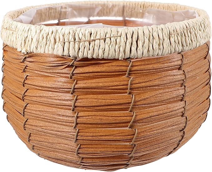 GANAZONO Indoor Flower Pots Woven Flower Basket Rattan Straw Weaving Basket Plant Pots Cover Plant Pot Container Farmhouse Planter Seagrass Planter L