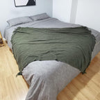 LOMAO Knitted Throw Blanket with Tassels Bubble Textured Lightweight Throws for Couch Cover Home Decor (Dark Olive, 60x90)