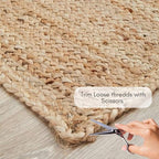 FRELISH DECOR Handwoven Jute Area Rug - 3x5 Feet Natural Yarn - Rustic Vintage Beige Braided Reversible Rectangular Rugs for Bedroom - Kitchen - Living Room - Farmhouse (3' x 5')