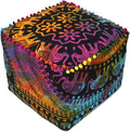 CRAFT KALA Square Mandala Floor Pillow Cushion Cover Seating Throw Cover Hippie Decorative Bohemian Ottoman Poufs Cover Pillow Cases Cotton Living Room Home Décor 20X20X14 inch, Multi U.p Elephant