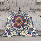 Abstract Mandala Throw Blanket Indian Hippie Bohemian Art Floral Texture Pattern Blanket for Sofa Bed Couch Chair Or Dorm 60"x80"