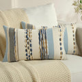 FUTEI Navy Brown Decorative Throw Pillow Covers 12x20 Inch Set of 2, Soft Tufted Striped Textured Accent Pillow Case,Boho Pillows for Couch Decor