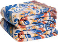 Boho Throw Blanket for Couch Sofa Chair Cotton Spring Blankets for Bedroom Living Room All Season Soft Lightweight Reversible Floral Bird Embroidery Throws 50"x60"