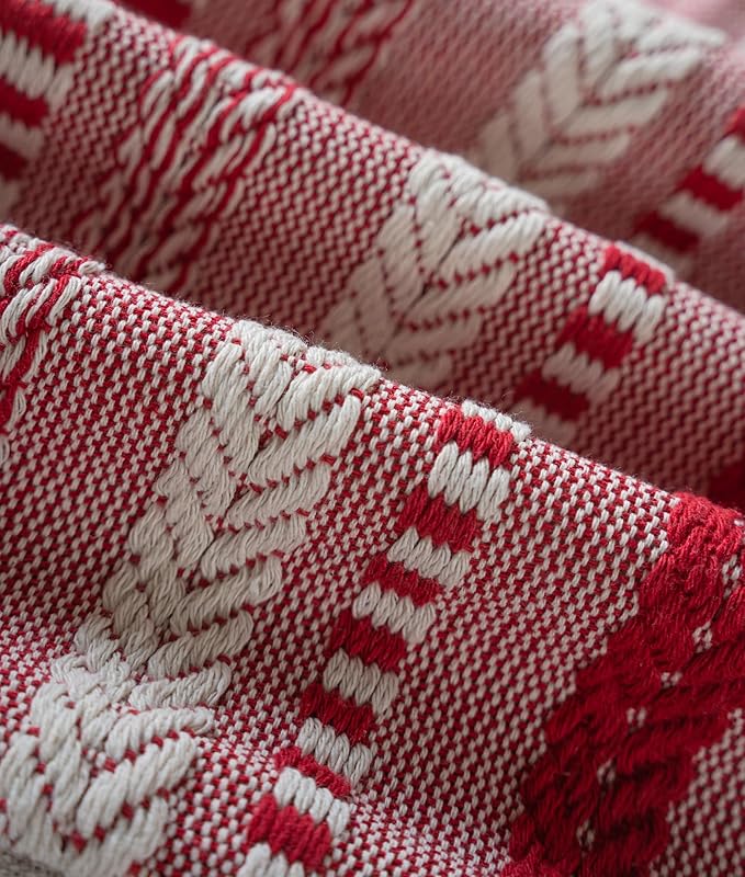 Christmas Lumbar Pillow Covers 14x36 Long, Farmhouse Boho Christmas Decoration Couch Pillow Cases, Red Accent Pillows of Bed, Sofa Bedroom Living Room Home Decor Cushion Cover, Pack of 1