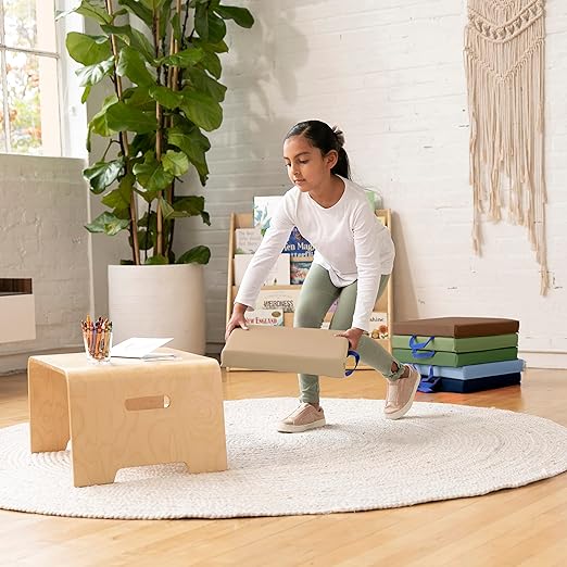 ECR4Kids SoftZone Floor Cushions, Square, Flexible Seating, Earthtone, 6-Piece