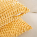 Fancy Homi Set of 4 Spring Lumbar Rectangle Decorative Throw Pillow Covers 12x20 Inch for Couch Bed Chair, Sage Green Yellow Room Decor, Soft Fuzzy Thick Corduroy Cute Textured Cushion Case 30x50cm