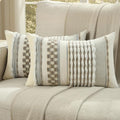 FUTEI Brown Grey Accent Throw Pillow Covers Set of 2, 12x20 Inch Plush Tufted Striped Textured Decorative Pillow Cases for Farmhouse Boho Couch Decor