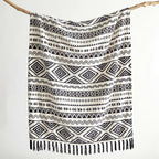 CASAAGUSTO Boho Throw Blanket - Black and White Decorative Blankets with Tassel, Printed Flannel Bohemian Blanket for Chair, Bed, Sofa, Couch(60 * 80, Black and White)