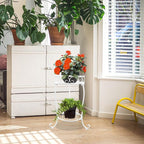 White Metal Plant Stand, 18.5 inch Tall 2 Tier Potted Holder Rack, Heavy Duty Flower Pot Shelf for Indoor Outdoor Patio Balcony Corner Garden