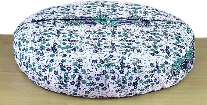 CRAFT KALA Mandala Floor Pillow Cushion Cover Seating Throw Cover Hippie Decorative Bohemian Ottoman Poufs Pom Pom Pillow Cases Boho Indian Cotton Living Room Home Décor (35" Round, Standing Elephant)