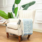 LALIFIT Boho Chic Decorative Throw Blanket Vintage Woodland Floral Bird Design with Tassels Soft Cotton Lightweight & Cozy for Home, Couch, Sofa, Farmhouse 50x60 Inches (Sky Blue)