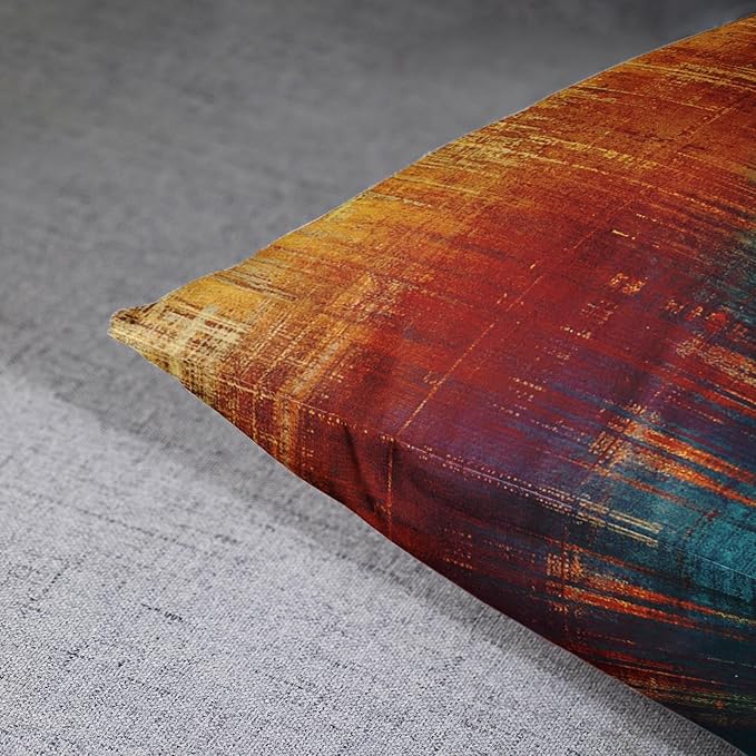 Emvency Set of 4 Blue and Orange Throw Pillow Covers Vintage Abstract Messy Rust Home Sweet Home Love Yourself Painting Decorative Pillow Cases Decor Standard Square 18x18 Inches Pillowcases