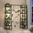 Simple Trending Plant Stand Indoor with Grow Lights, 4 Tier Large Hanging Plant Shelf for Plants Multiple, Metal Ladder Display Holder for Home Patio, Black