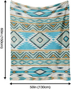 Aipon Boho Aztec Throw Blanket 50"x 60", Western Indian Native American Blanket Southwestern Decor, Teal Soft Cozy Lightweight Throws Blankets Gifts for Women Men Couch Bed Sofa Chair