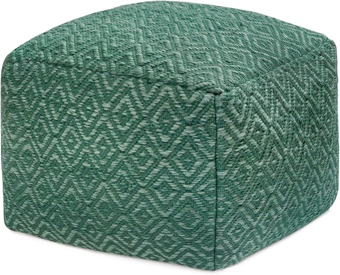 Anji Mountain Pouf Ottoman Foot Rest, Handmade Ottoman Pouf, Comfortable Foot Stool, Decorative Floor Seating for Living Room Decor, Bedroom & Home Décor Accent - Sage
