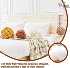 Uvvyui Knot Pillow Ball, Soft Home Decorative Pillows, Round Throw Pillow, Handmade Knotted Plush Pillow, Round Boucle Pillow Cushion (11 Inches Caramel)