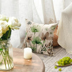 AVOIN colorlife Poppy Flowers Chinoiserie Throw Pillow Covers, 18 x 18 Inch Sage Green Brown Seasonal Leaves Cushion Case Decoration for Sofa Couch Set of 2